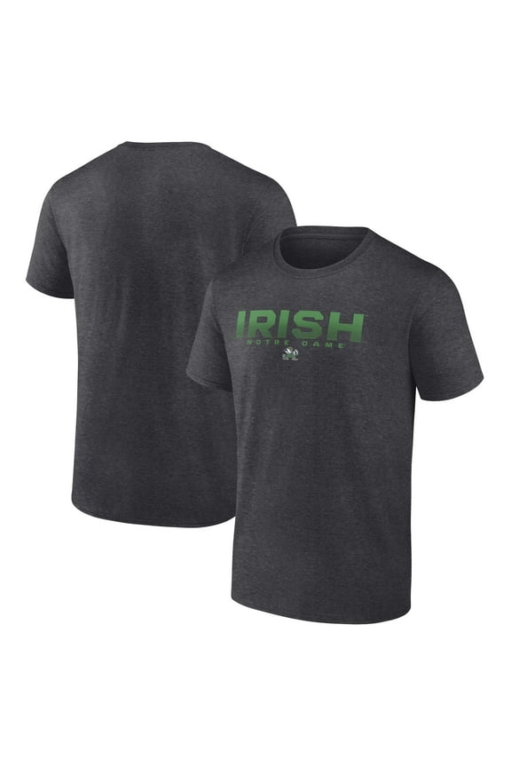 Men's Fanatics Heather Charcoal Notre Dame Fighting Irish Iconic Battle Scars T-Shirt