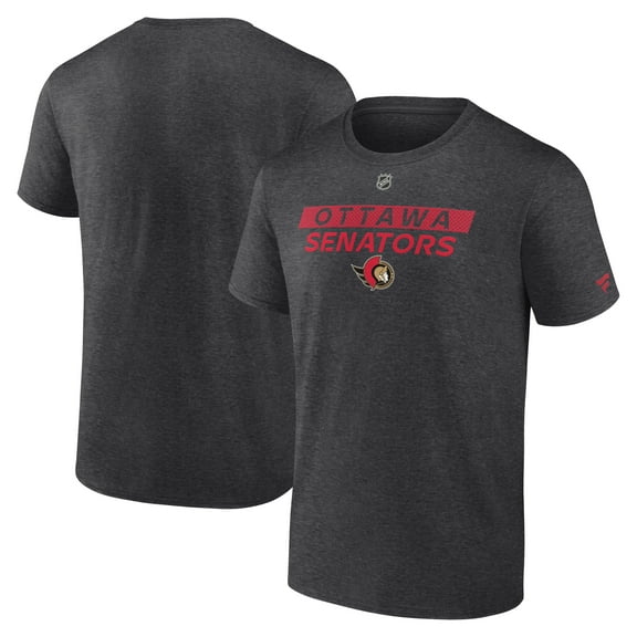 Men's Fanatics  Heather Charcoal Ottawa Senators Authentic Pro Core Primary T-Shirt