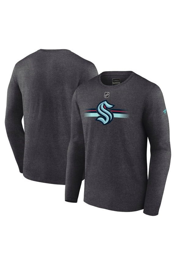 Men's Fanatics Heather Charcoal Seattle Kraken Authentic Pro Secondary Long Sleeve T-Shirt