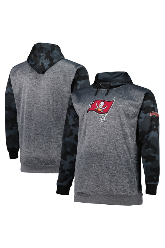 Men's Fanatics Heather Charcoal Tampa Bay Buccaneers Big & Tall Camo Pullover Hoodie