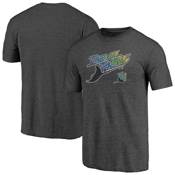 Men's Fanatics Heather Charcoal Tampa Bay Rays Cooperstown Collection Series Sweep Tri-Blend T-Shirt