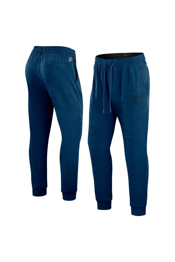 Men's Fanatics Heather Deep Sea Blue Seattle Kraken Authentic Pro Road Jogger Sweatpants