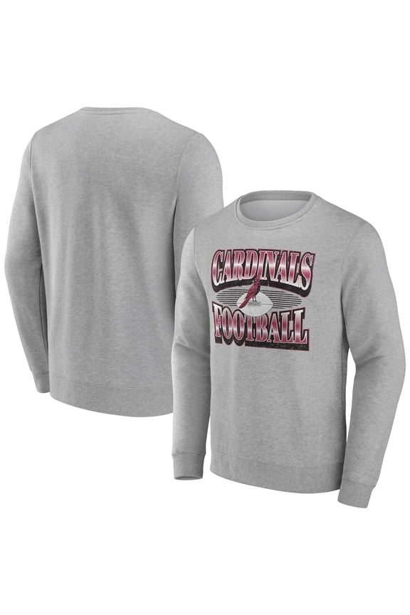 Men's Fanatics Heather Gray Arizona Cardinals Chance Throwback Fleece Pullover Sweatshirt