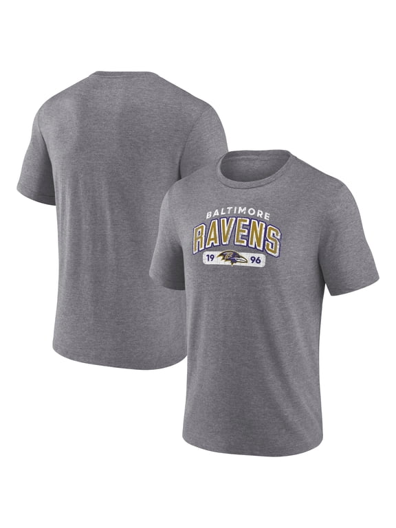 Men's Fanatics Heather Gray Baltimore Ravens Tri-Blend Go Ahead T-Shirt
