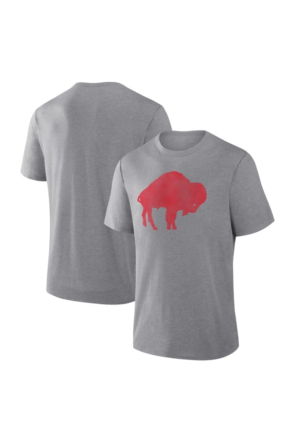 Men's Fanatics Heather Gray Buffalo Bills Vintage Heritage Tribute Tri-Blend T-Shirt