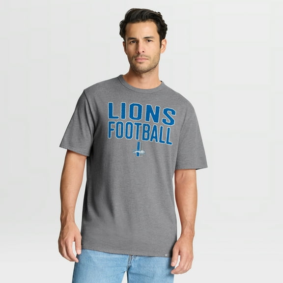 Men's Fanatics Heather Gray Detroit Lions First Down Tribute Tri-Blend T-Shirt