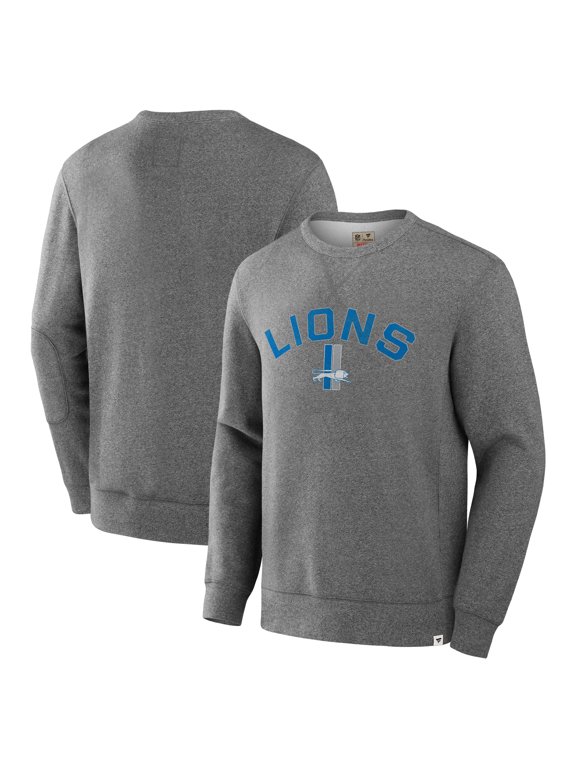 Men's Fanatics Heather Gray Detroit Lions Loop Terry Pullover Sweatshirt