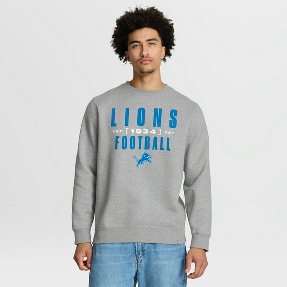 Men's Fanatics Heather Gray Detroit Lions Powerful Throw Legacy Pullover Sweatshirt