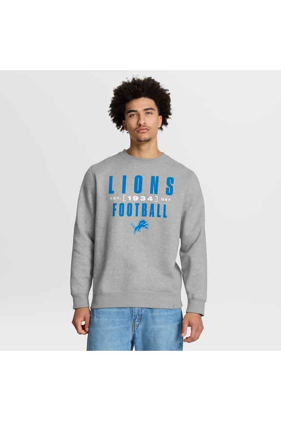 Men's Fanatics Heather Gray Detroit Lions Powerful Throw Legacy Pullover Sweatshirt