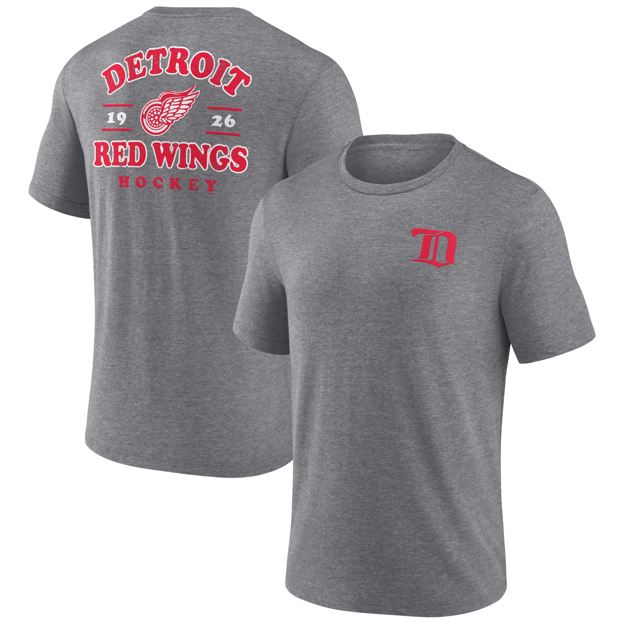 Men's Fanatics Heather Gray Detroit Red Wings Winger Tri-Blend T-Shirt