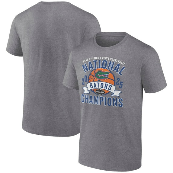 Men's Fanatics Heather Gray Florida Gators 2025 NCAA Men's Basketball National Champions Vintage Tri-Blend T-Shirt