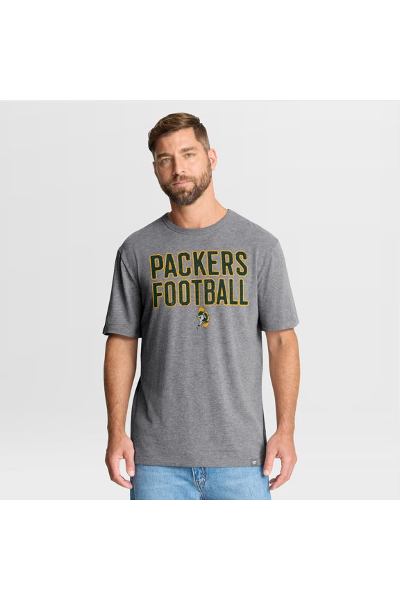 Men's Fanatics Heather Gray Green Bay Packers First Down Tribute Tri-Blend T-Shirt