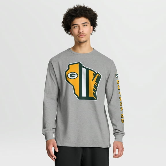 Men's Fanatics Heather Gray Green Bay Packers Hometown Sweep Legacy Long Sleeve T-Shirt