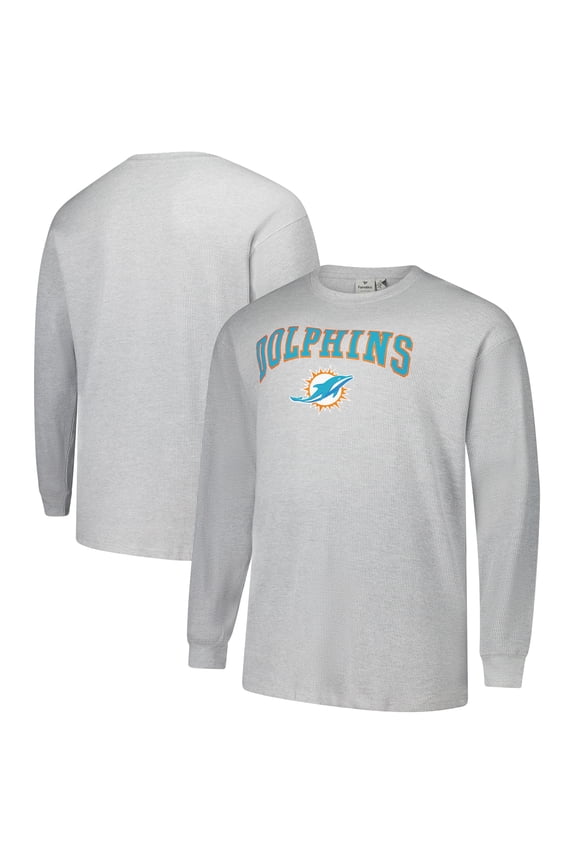 Men's Fanatics Heather Gray Miami Dolphins Big & Tall Thermal Long Sleeve T-Shirt