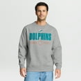 thumbnail image 1 of Men's Fanatics Heather Gray Miami Dolphins Direct Handoff Legacy Pullover Sweatshirt, 1 of 5