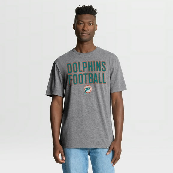 Men's Fanatics Heather Gray Miami Dolphins First Down Tribute Tri-Blend T-Shirt