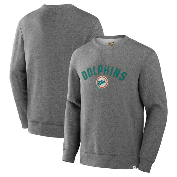 Men's Fanatics Heather Gray Miami Dolphins Loop Terry Pullover Sweatshirt