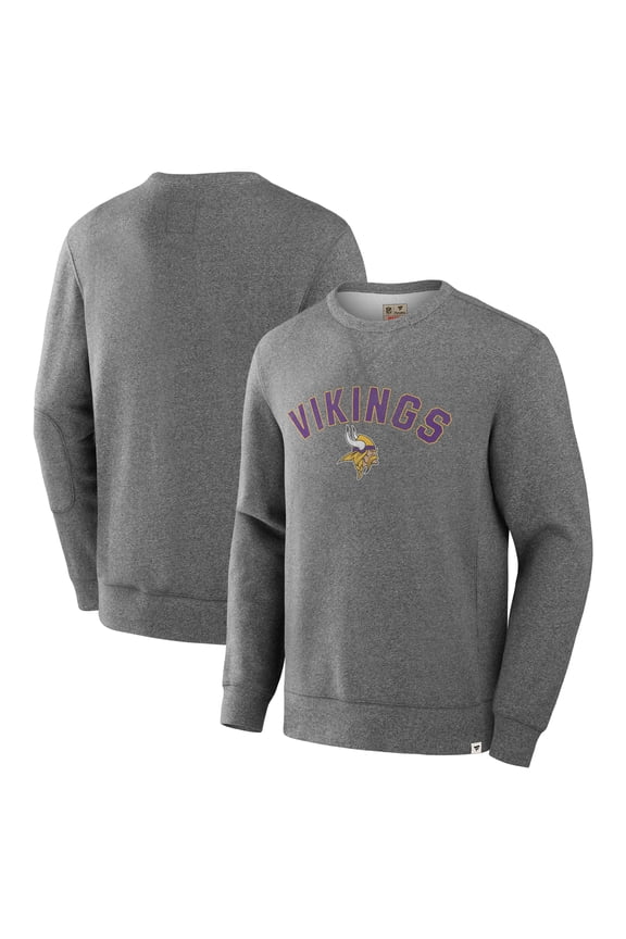 Men's Fanatics Heather Gray Minnesota Vikings Loop Terry Pullover Sweatshirt