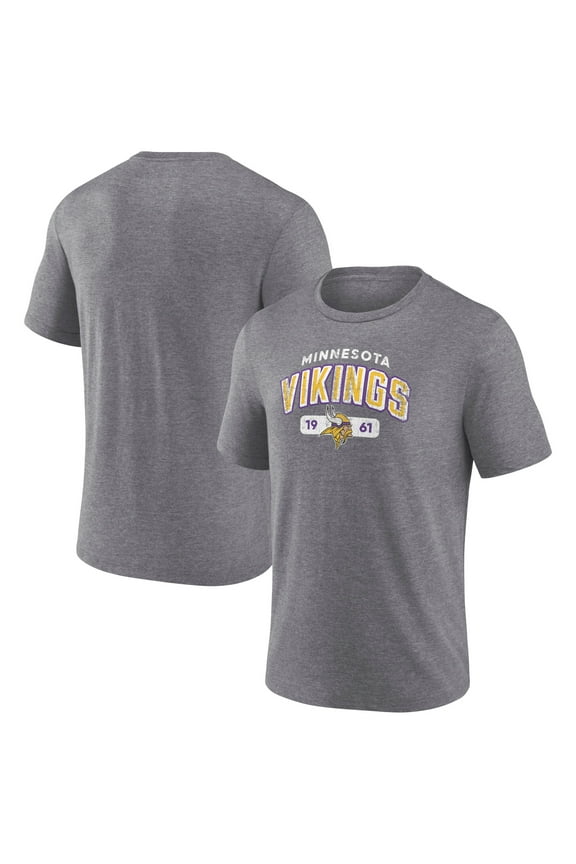 Men's Fanatics Heather Gray Minnesota Vikings Tri-Blend Go Ahead T-Shirt