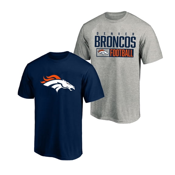 Men's Fanatics Heather Gray/Navy Denver Broncos Big & Tall 2-Pack T-Shirt Set