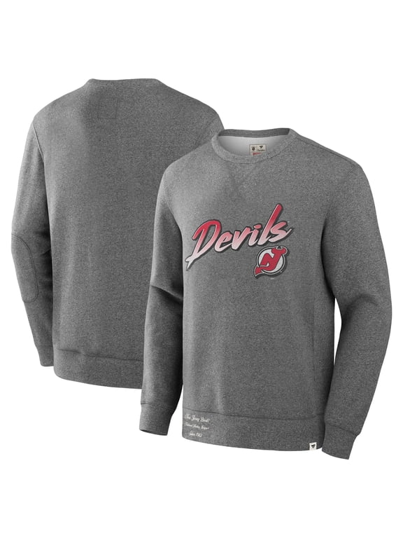 Men's Fanatics Heather Gray New Jersey Devils Decades Collection Legendary Fleece Pullover Sweatshirt