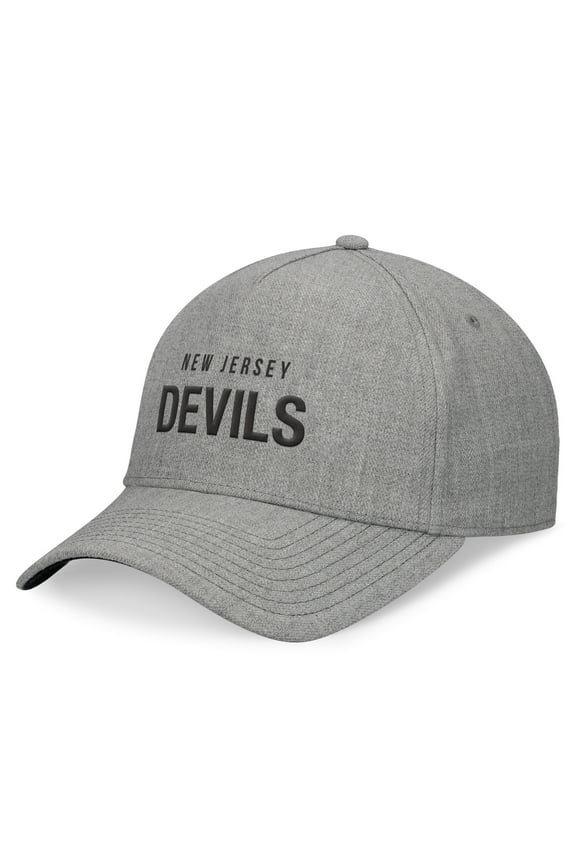 Men's Fanatics Heather Gray New Jersey Devils Elements A-Frame Leather Strapback Hat