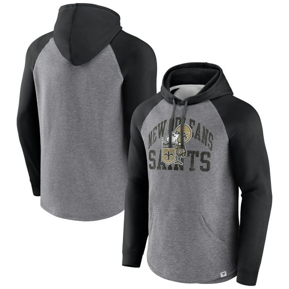 Men's Fanatics Heather Gray New Orleans Saints Favorite Arch Raglan Pullover Hoodie