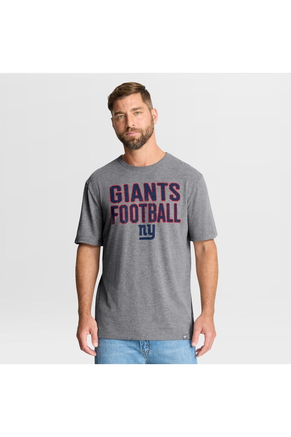 Men's Fanatics Heather Gray New York Giants First Down Tribute Tri-Blend T-Shirt