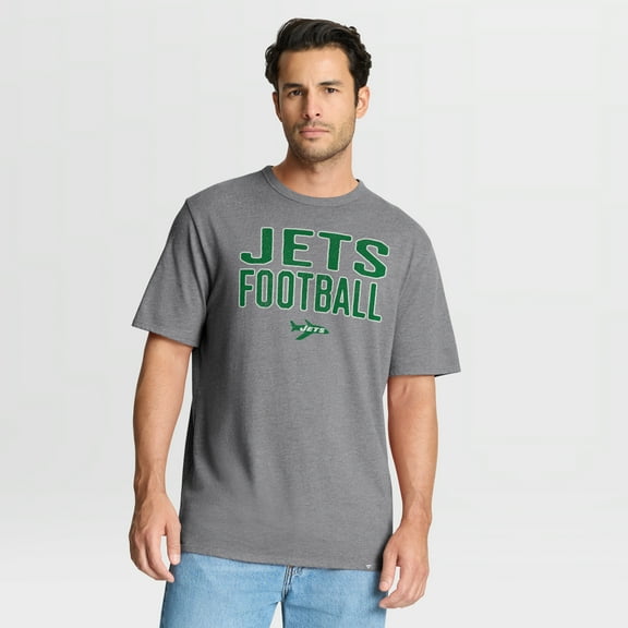 Men's Fanatics Heather Gray New York Jets First Down Tribute Tri-Blend T-Shirt