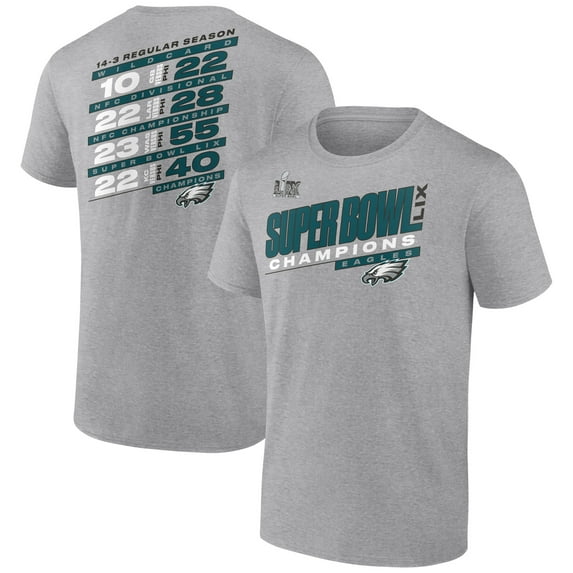 Men's Fanatics Heather Gray Philadelphia Eagles Super Bowl LIX Champions Counting Points Score T-Shirt