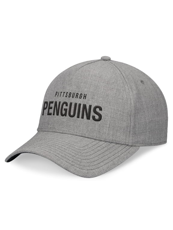 Men's Fanatics Heather Gray Pittsburgh Penguins Elements A-Frame Leather Strapback Hat