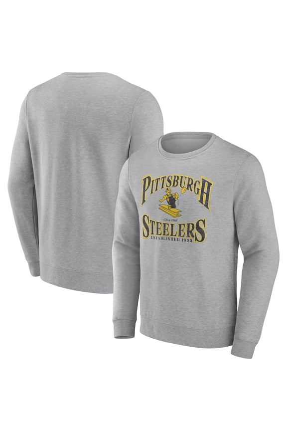 Men's Fanatics Heather Gray Pittsburgh Steelers Playability Pullover Sweatshirt