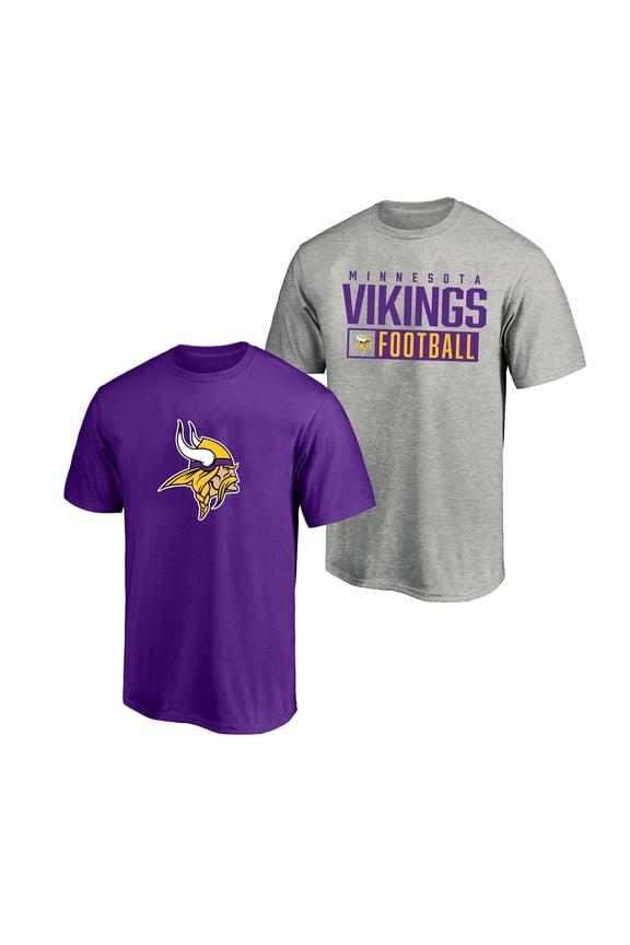 Men's Fanatics Heather Gray/Purple Minnesota Vikings Big & Tall 2-Pack T-Shirt Set