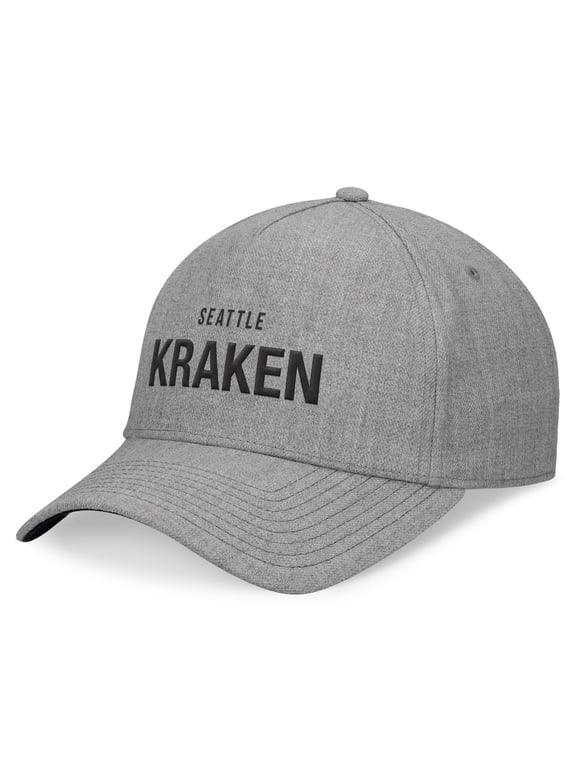 Men's Fanatics Heather Gray Seattle Kraken Elements A-Frame Leather Strapback Hat