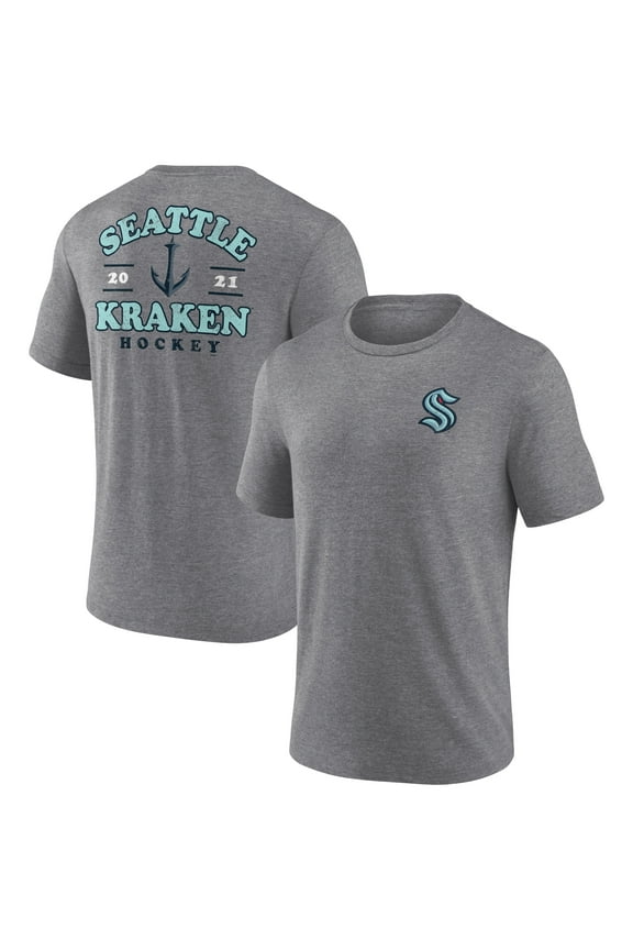 Men's Fanatics Heather Gray Seattle Kraken Winger Tri-Blend T-Shirt