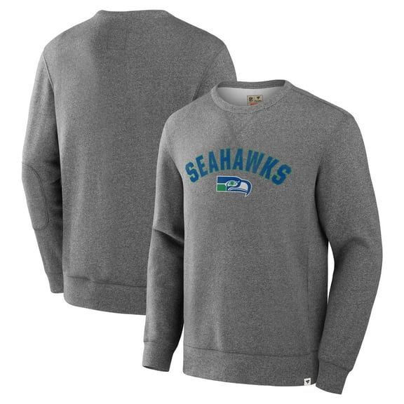 Men's Fanatics  Heather Gray Seattle Seahawks Loop Terry Pullover Sweatshirt