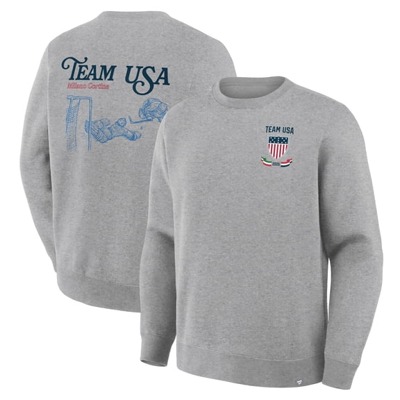 Men's Fanatics Heather Gray Team USA Milano Cortina 2026 Winter Olympics Hockey Legacy Fleece Sweatshirt