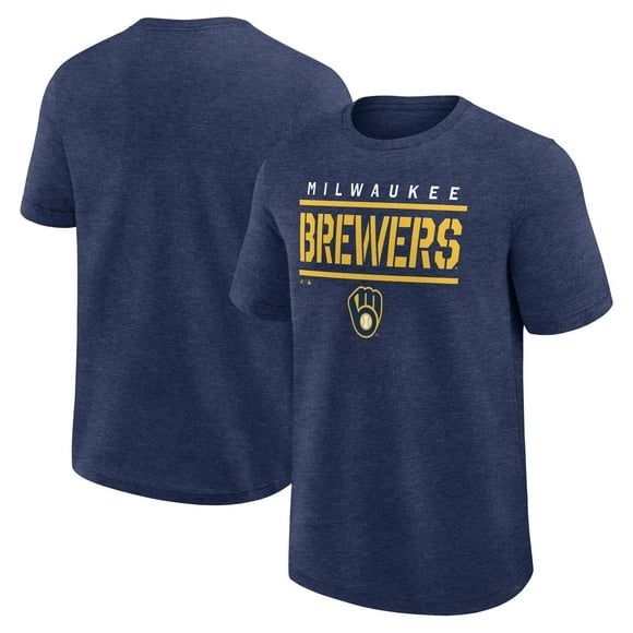 Men's Logo Athletic Heather Navy Milwaukee Brewers Top Notch T-Shirt