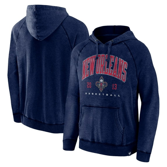 Men's Fanatics Heather Navy New Orleans Pelicans Foul Trouble Snow Wash Raglan Pullover Hoodie