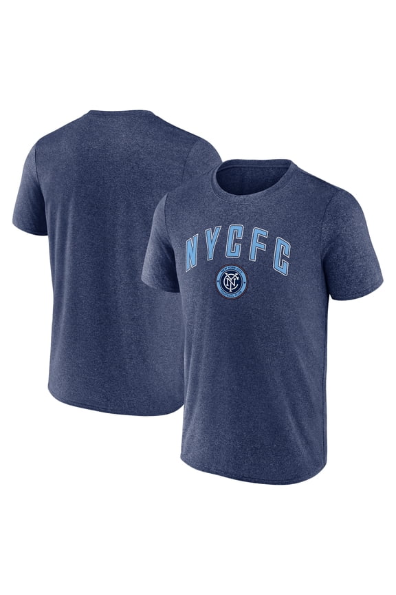 Men's-Fanatics Heather Navy New York City FC Drop Kick T-Shirt