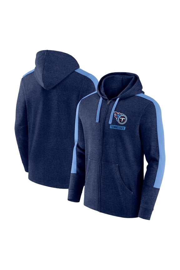 Men's-Fanatics  Heather Navy Tennessee Titans Gains Full-Zip Hoodie