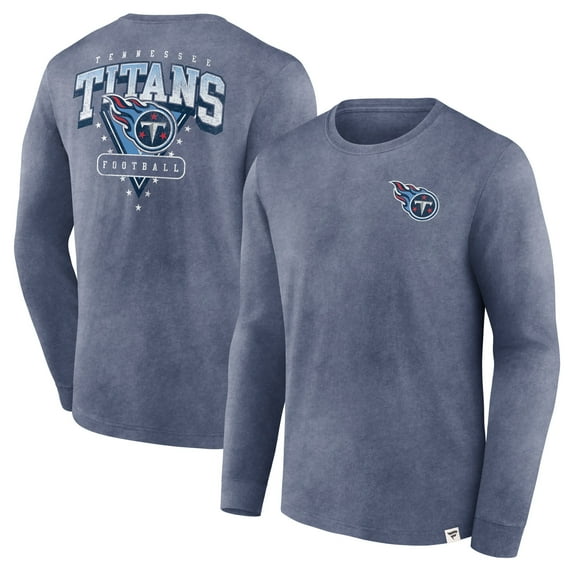 Men's Fanatics  Heather Navy Tennessee Titans Heritage Snow Wash Long Sleeve T-Shirt