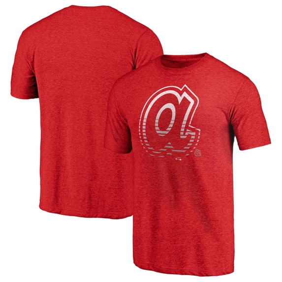 Men's Fanatics Heather Red Atlanta Braves Cooperstown Collection Logo Tri-Blend T-Shirt