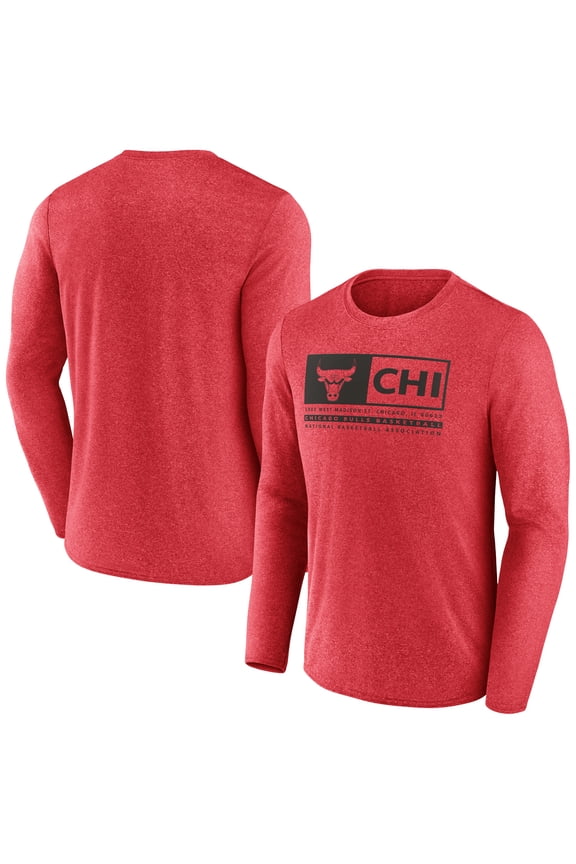 Men's Fanatics Heather Red Chicago Bulls Three-Point Play T-Shirt