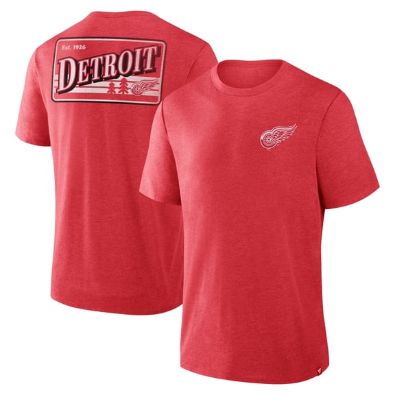 Men's Fanatics Heather Red Detroit Red Wings Fan Lanes Tri-Blend T-Shirt