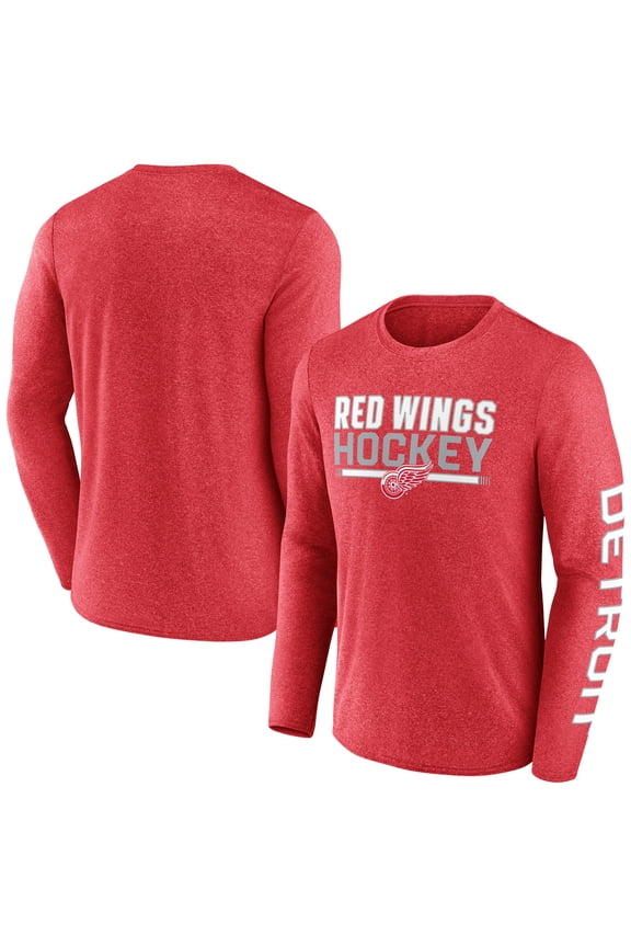 Men's Fanatics Heather Red Detroit Red Wings Sweep Iconic Synthetic Long Sleeve T-Shirt