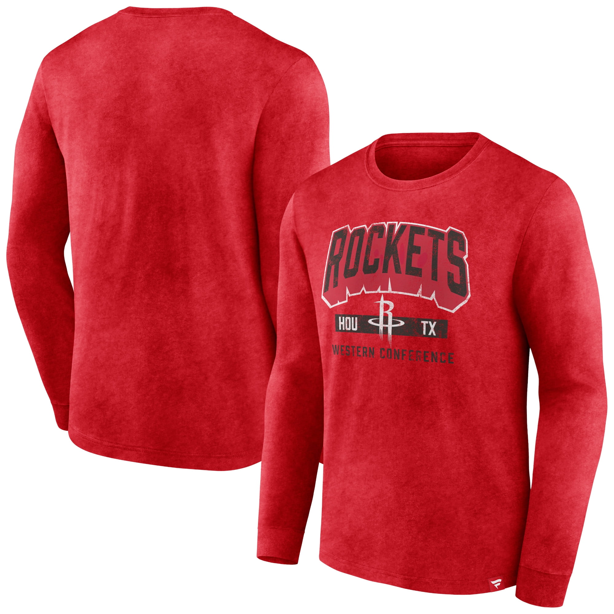 Men's Fanatics Heather Red Houston Rockets Front Court Press Snow Wash ...