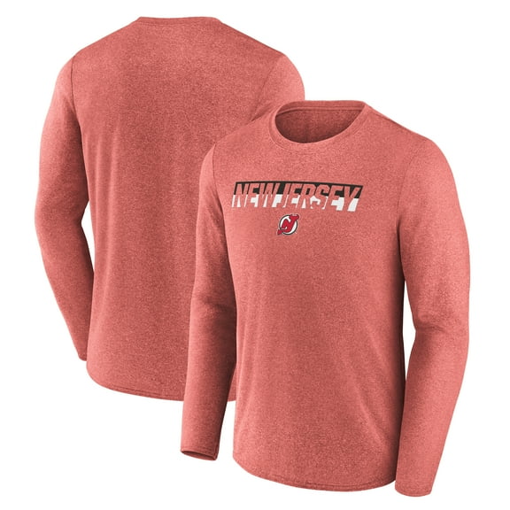 Men's Fanatics Heather Red New Jersey Devils Transition Long Sleeve T-Shirt