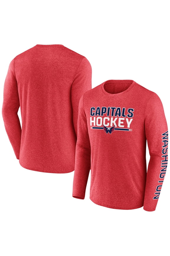 Men's Fanatics Heather Red Washington Capitals Sweep Iconic Synthetic Long Sleeve T-Shirt