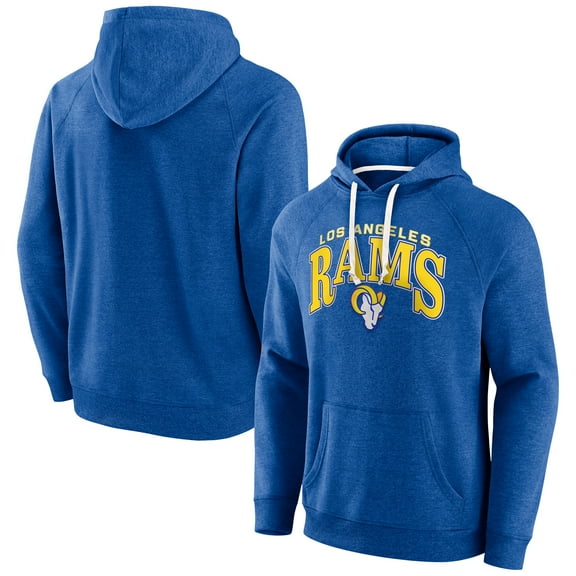 Men's Fanatics Heather Royal Los Angeles Rams Raglan Fleece Pullover Hoodie